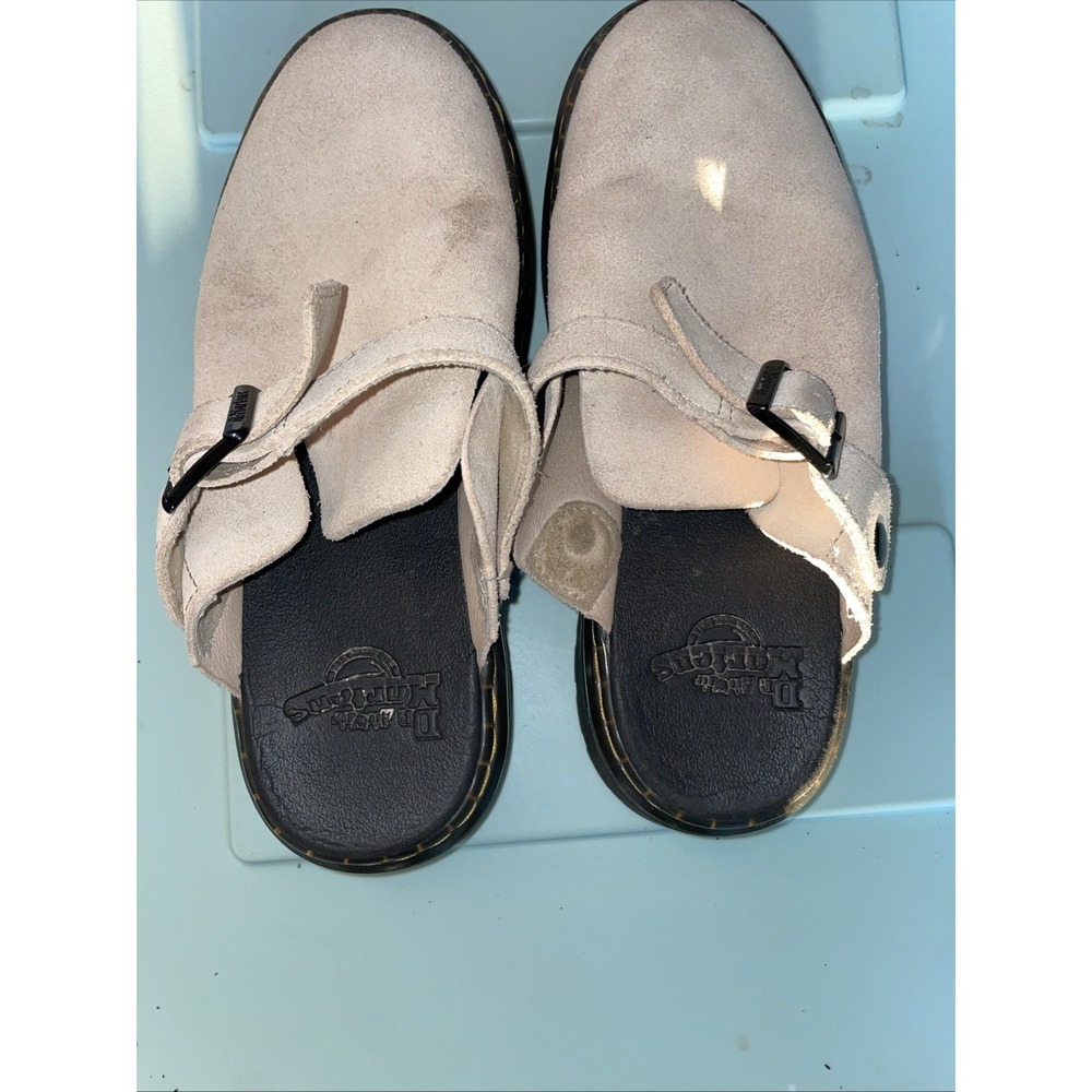 Dr. Martens Carlson Suede Mules Beige Sand Convertible Strap Womens 6 Mens 5